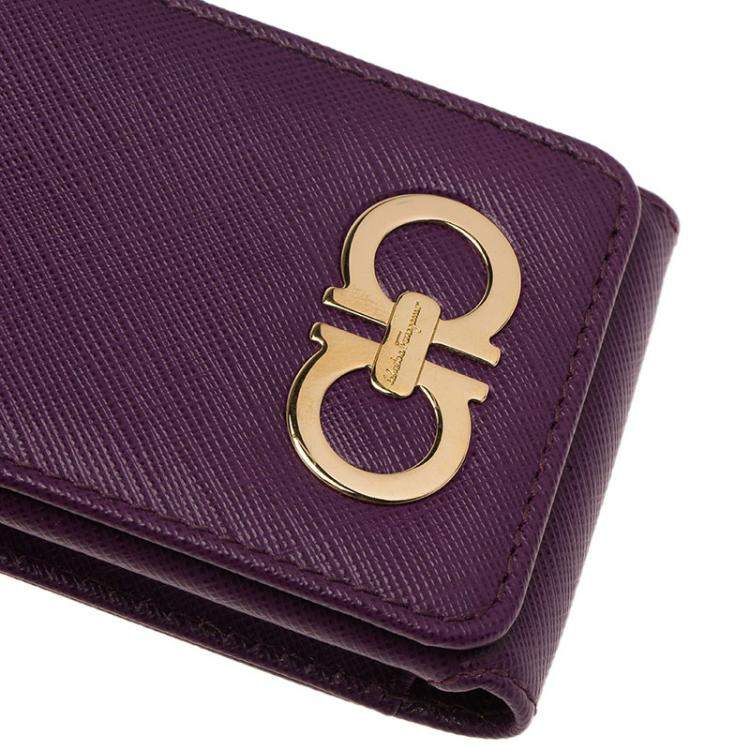 Pre Owned Salvatore Ferragamo Purple Leather iphone 4 Case