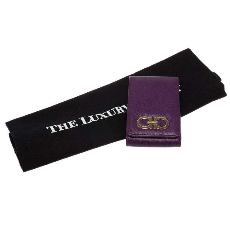 Pre Owned Salvatore Ferragamo Purple Leather iphone 4 Case