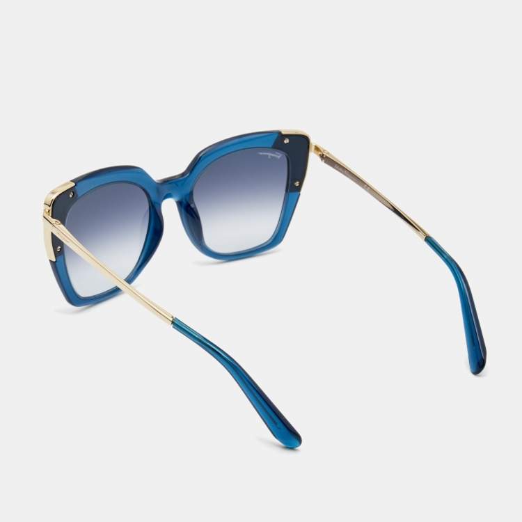 Pre Owned Salvatore Ferragamo Blue/Gold Metal Frame Gradient Sunglasses