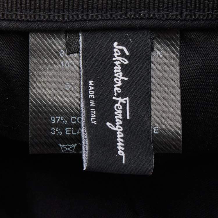 Pre Owned Salvatore Ferragamo Off White Gancini Cotton Jacquard Leather Detail Baseball Cap (ONE SIZE)