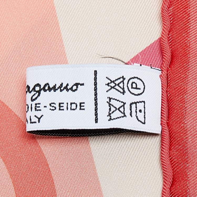 Pre Owned Salvatore Ferragamo Pink Logo Print Silk Square Scarf