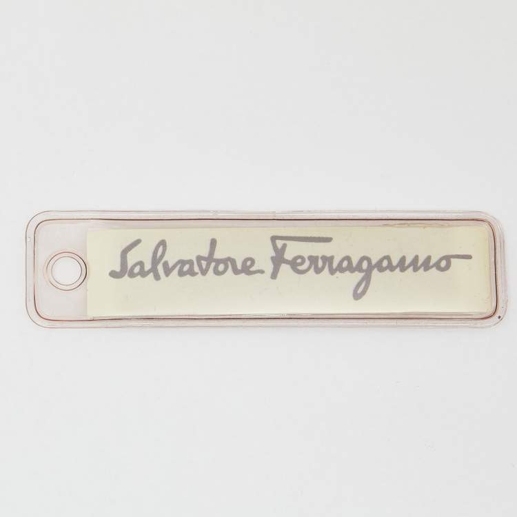 Pre Owned Salvatore Ferragamo Leather Vara Bow Gold Tone Bracelet