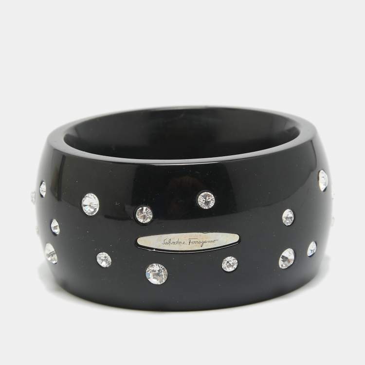 Pre Owned Salvatore Ferragamo Resin Crystal Silver Tone Bracelet