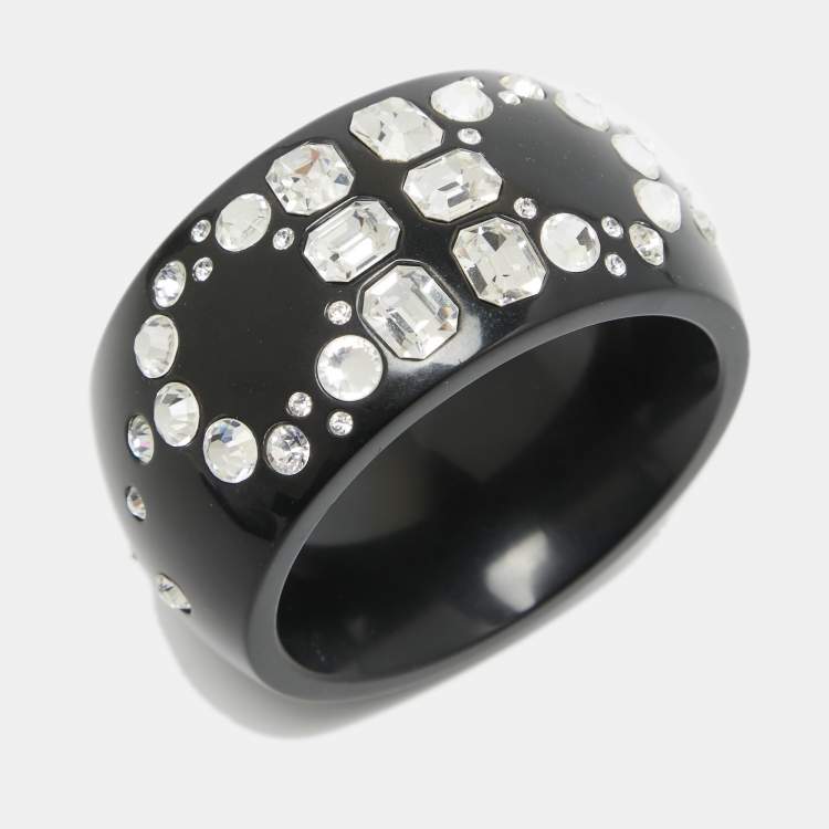 Pre Owned Salvatore Ferragamo Resin Crystal Silver Tone Bracelet