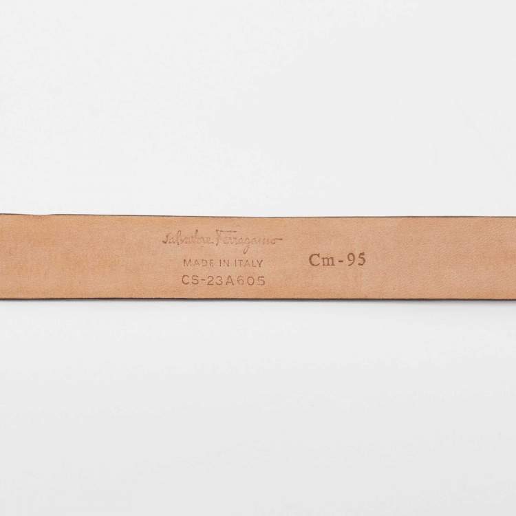 Pre Owned Salvatore Ferragamo Brown Leather Metal Gancio Belt 95CM