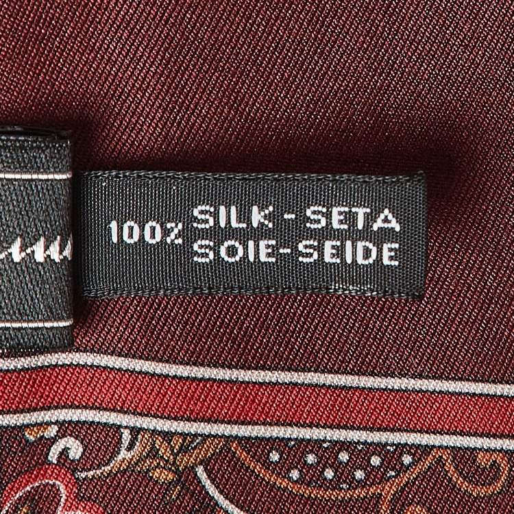 Pre Owned Salvatore Ferragamo Burgundy Printed Silk Scarf 