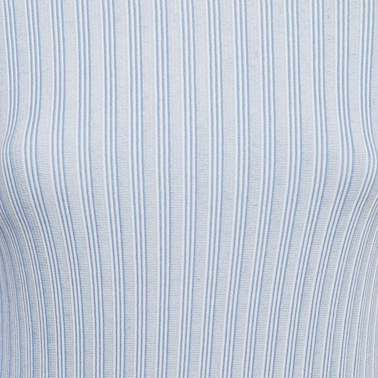 Pre Owned Salvatore Ferragamo Blue Stripe Knit Long Sleeve Sweatshirt S