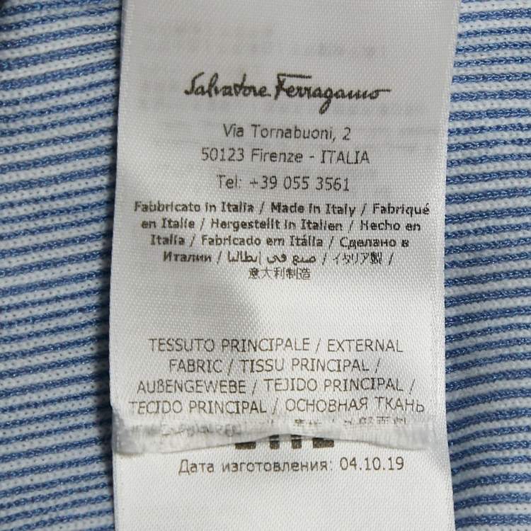 Pre Owned Salvatore Ferragamo Blue Stripe Knit Long Sleeve Sweatshirt S