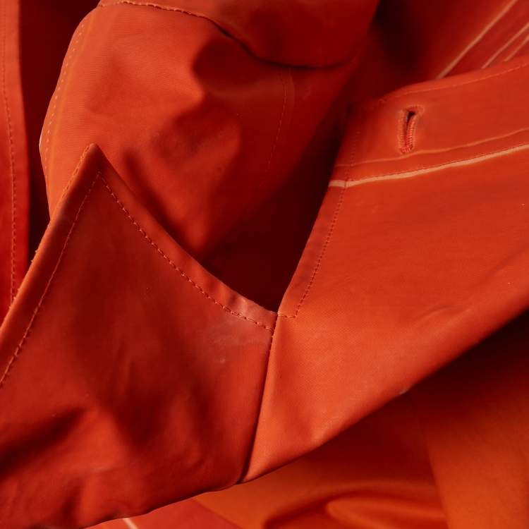 Pre Owned Salvatore Ferragamo Orange Coated Cotton Belted Coat XL