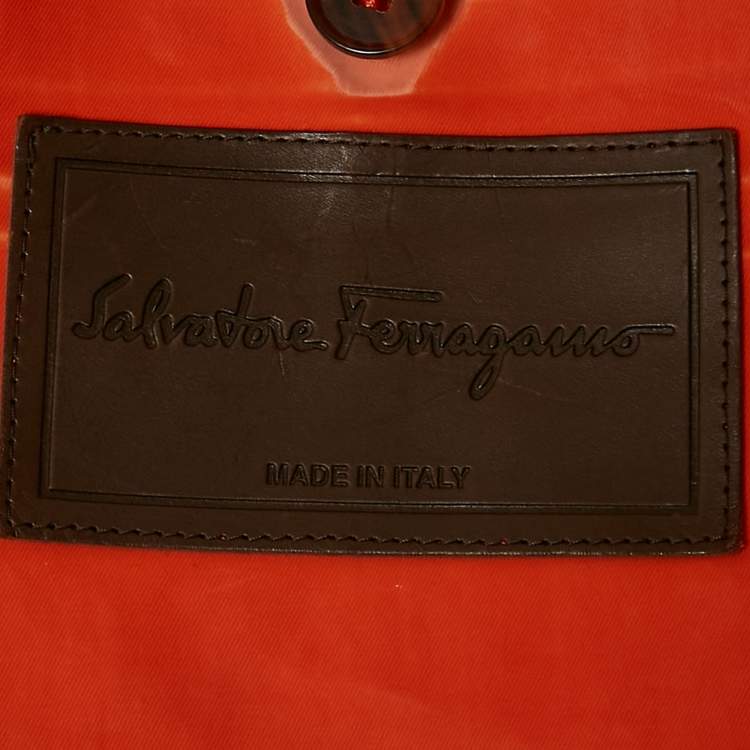 Pre Owned Salvatore Ferragamo Orange Coated Cotton Belted Coat XL