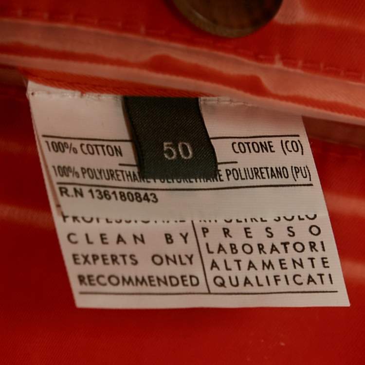 Pre Owned Salvatore Ferragamo Orange Coated Cotton Belted Coat XL