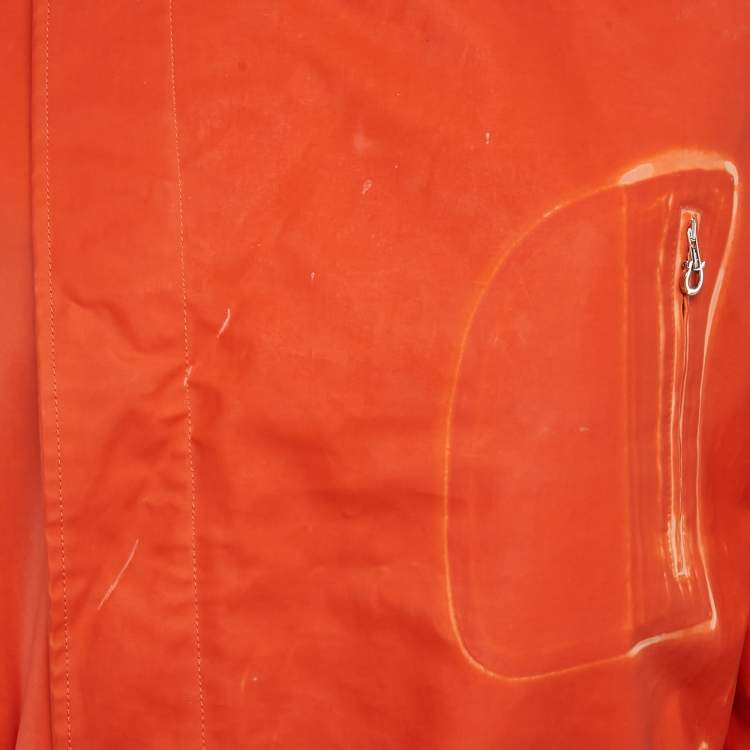 Pre Owned Salvatore Ferragamo Orange Coated Cotton Belted Coat XL