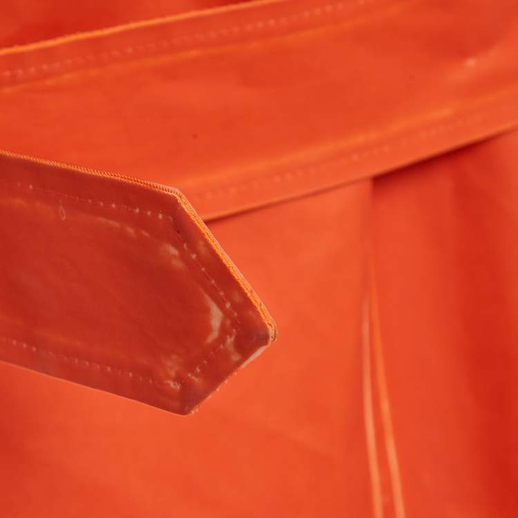 Pre Owned Salvatore Ferragamo Orange Coated Cotton Belted Coat XL