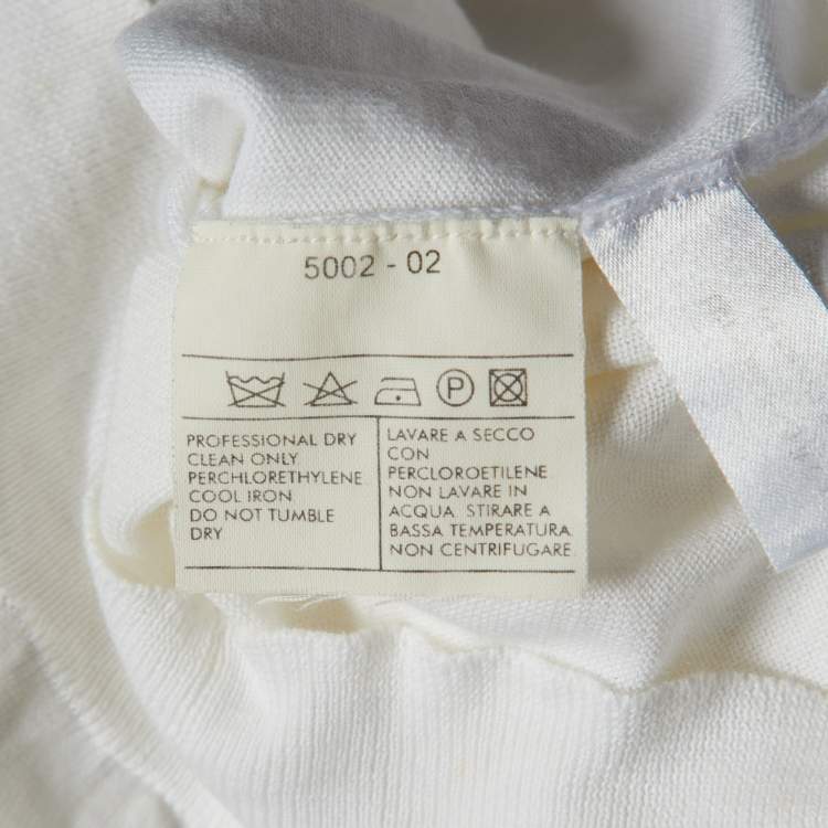 Pre Owned Salvatore Ferragamo Ivory Cotton Knit Button Front Cardigan XS 