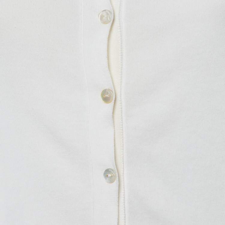 Pre Owned Salvatore Ferragamo Ivory Cotton Knit Button Front Cardigan XS 