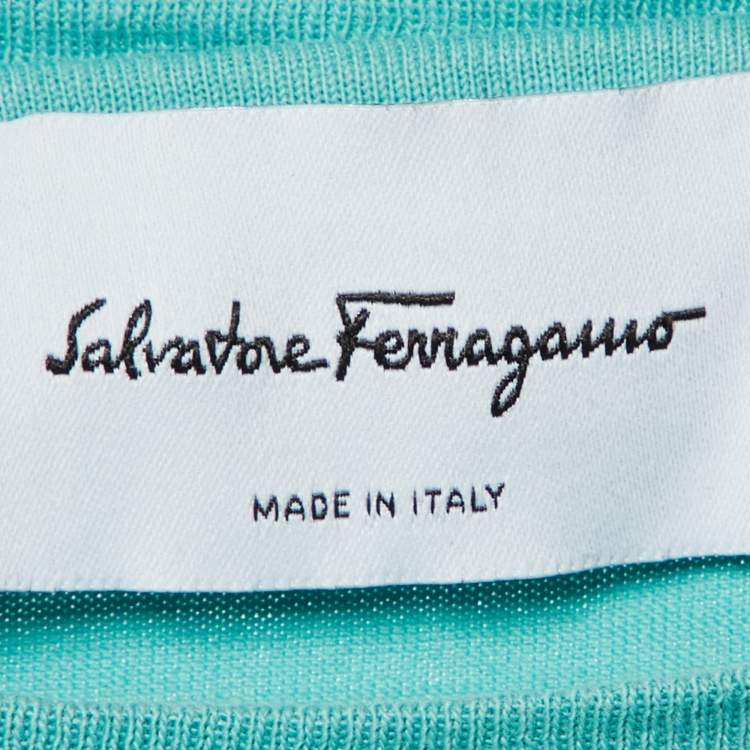 مملوكة مسبقًا Salvatore Ferragamo Green Logo Cotton Crewneck T-Shirt S