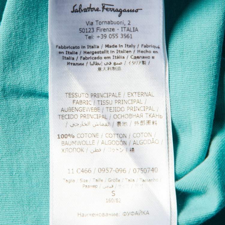 مملوكة مسبقًا Salvatore Ferragamo Green Logo Cotton Crewneck T-Shirt S