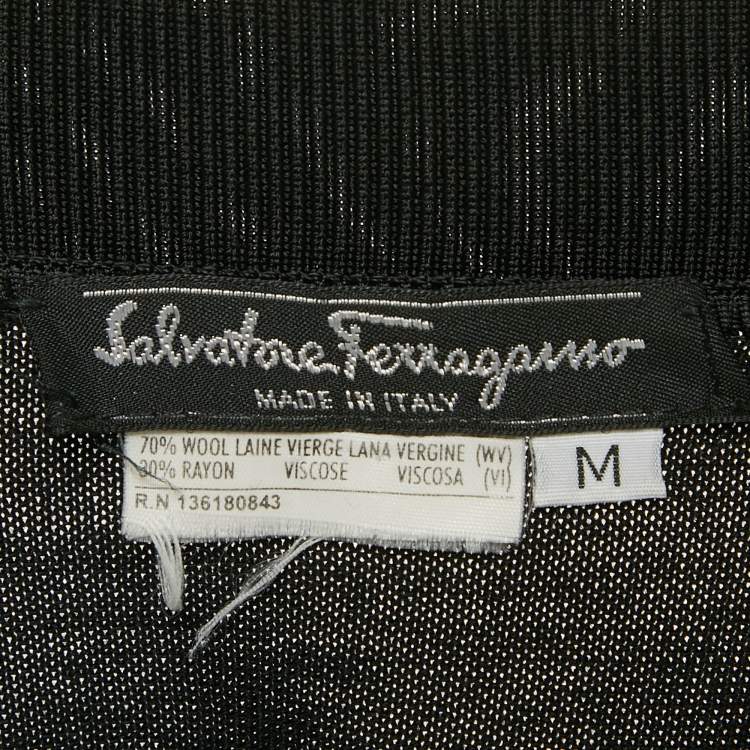 Pre Owned Salvatore Ferragamo Black Wool Button Front Cardigan M