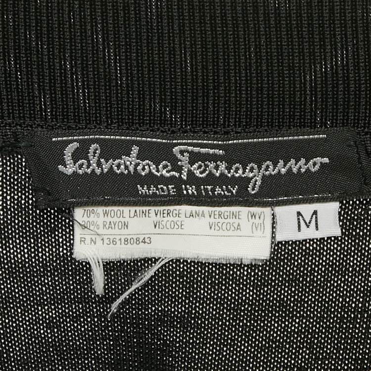 Pre Owned Salvatore Ferragamo Black Wool Button Front Cardigan M
