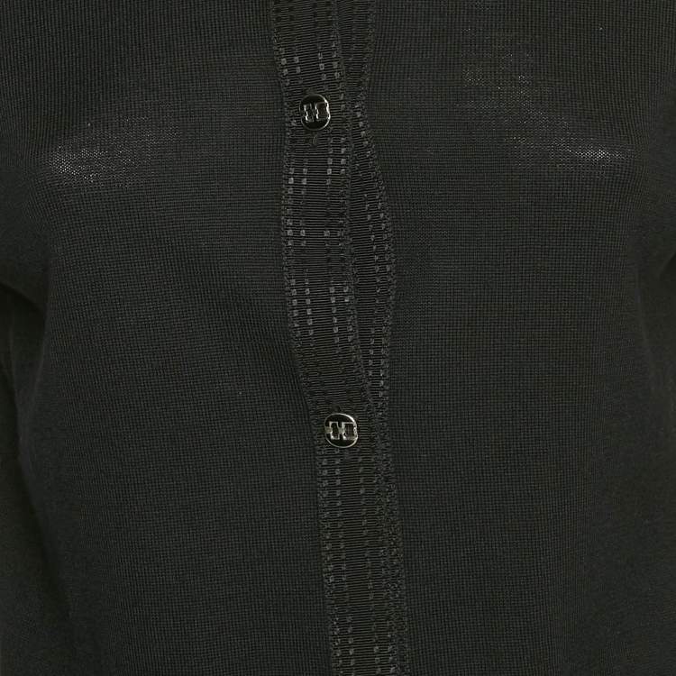 Pre Owned Salvatore Ferragamo Black Wool Button Front Cardigan M