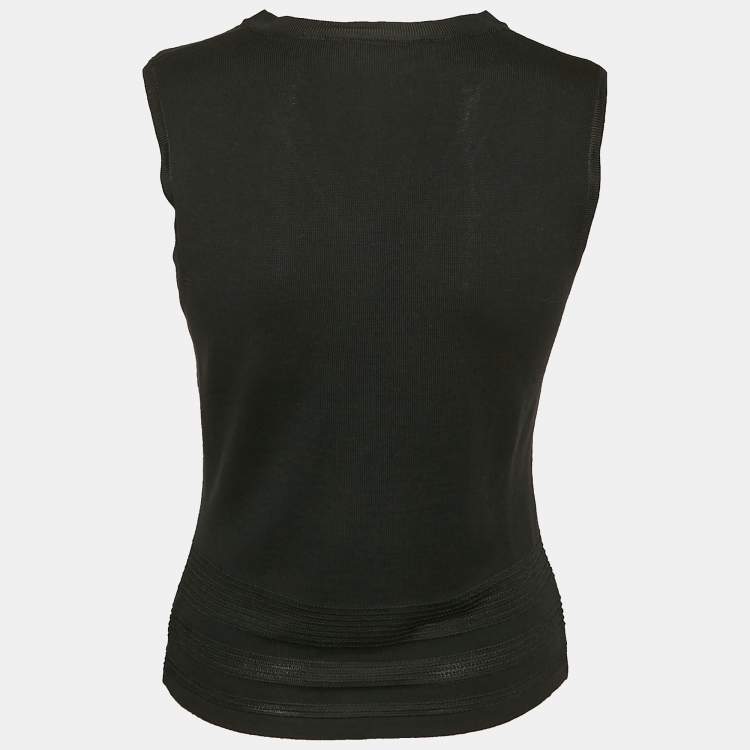 Pre Owned Salvatore Ferragamo Black Wool Knit Sweater Vest M