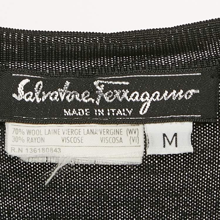Pre Owned Salvatore Ferragamo Black Wool Knit Sweater Vest M