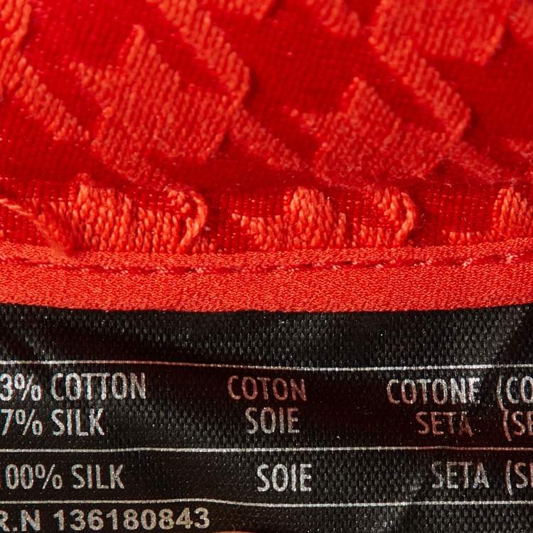 Pre Owned Salvatore Ferragamo Red Houndstooth Pattern Cotton & Silk Trousers M