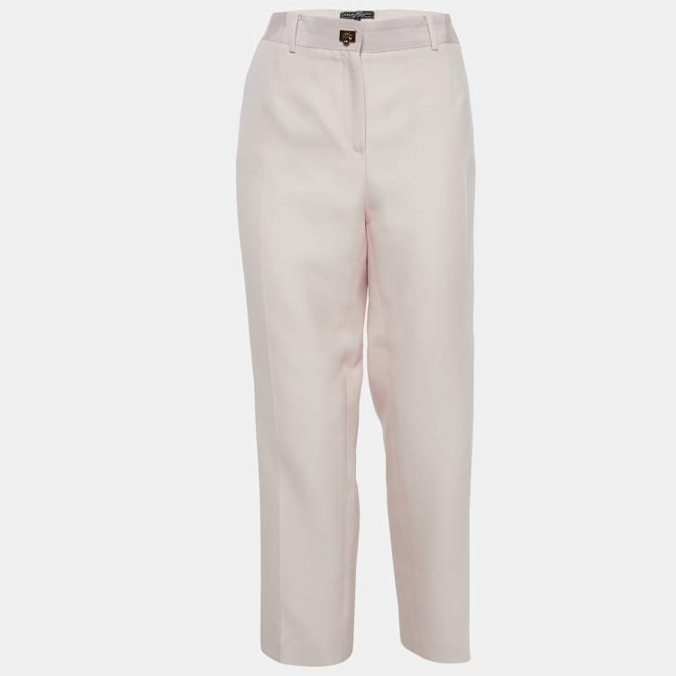 Pre Owned Salvatore Ferragamo Pink Wool Blend Trousers M