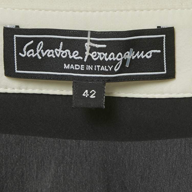 Pre Owned Salvatore Ferragamo Black Silk Shirt Dress M