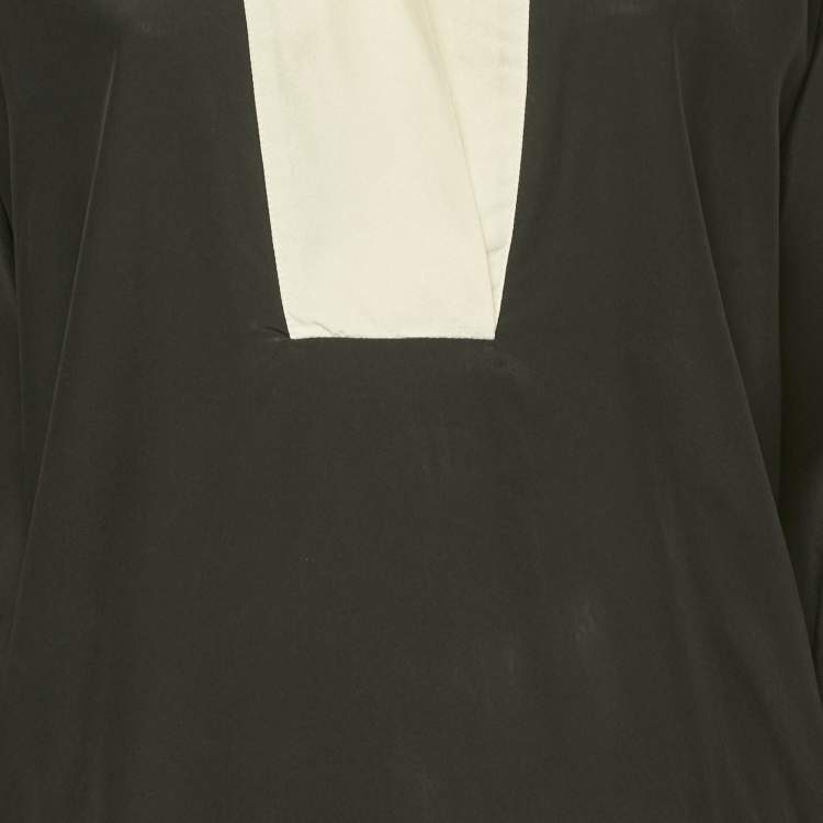 Pre Owned Salvatore Ferragamo Black Silk Shirt Dress M