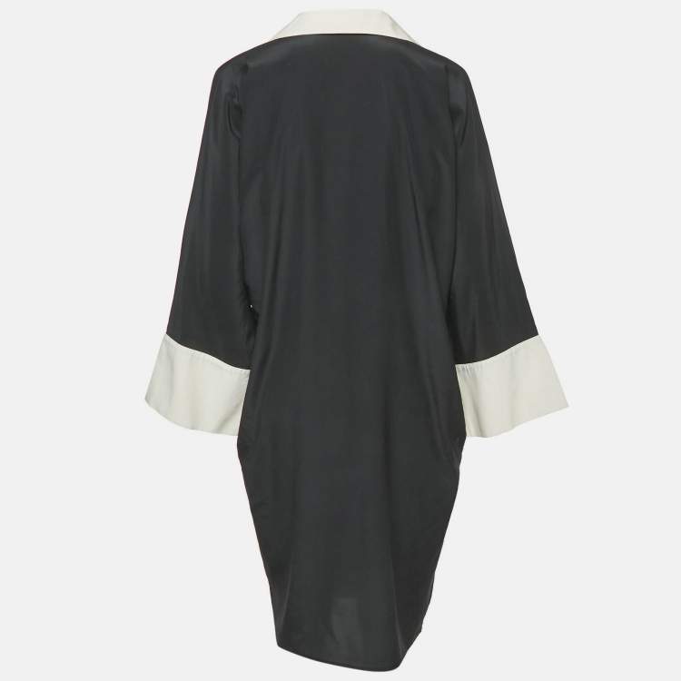 Pre Owned Salvatore Ferragamo Black Silk Shirt Dress M