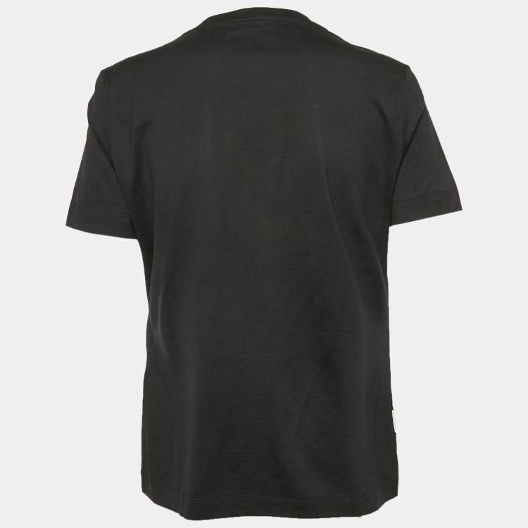 Pre Owned Salvatore Ferragamo Black Logo Print Cotton Crew Neck T-Shirt L