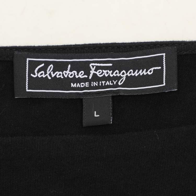 Pre Owned Salvatore Ferragamo Black Printed Cotton Tunic L