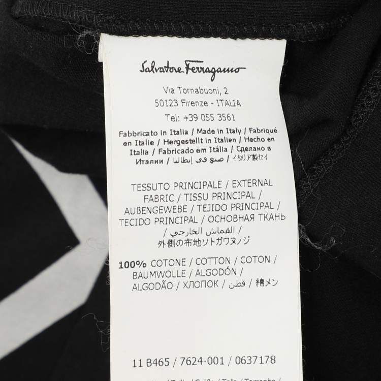Pre Owned Salvatore Ferragamo Black Printed Cotton Tunic L