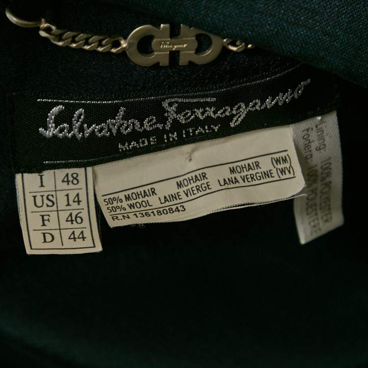 Pre Owned Salvatore Ferragamo Vintage Navy Blue Wool Blazer XL