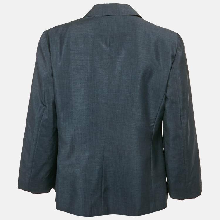 Pre Owned Salvatore Ferragamo Vintage Navy Blue Wool Blazer XL