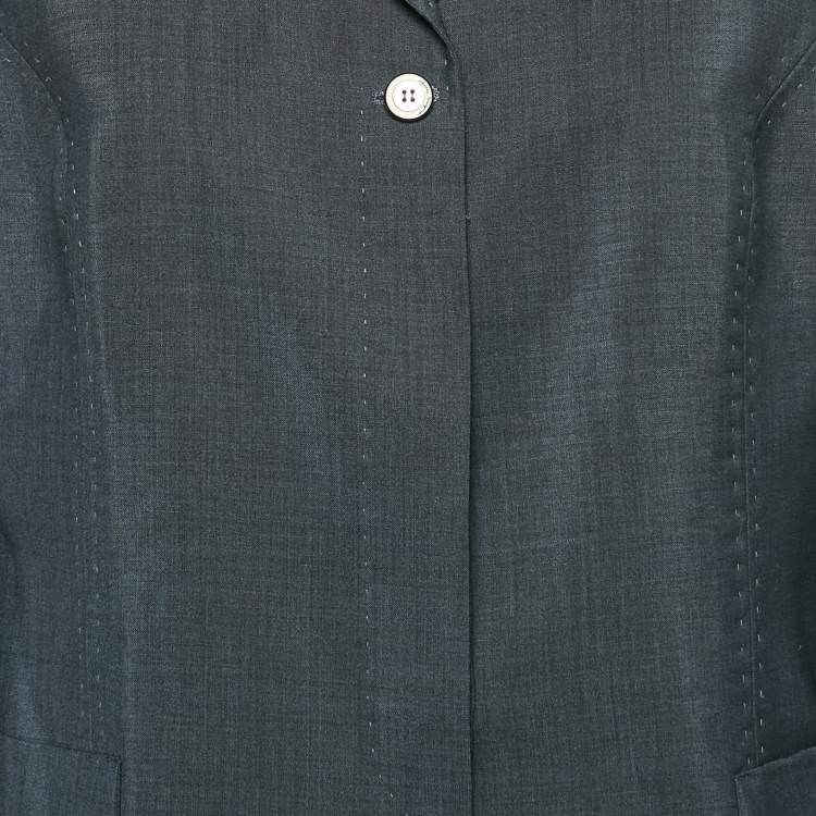 Pre Owned Salvatore Ferragamo Vintage Navy Blue Wool Blazer XL