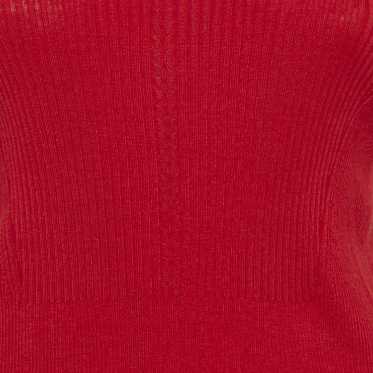 Pre Owned Salvatore Ferragamo Red Cashmere & Silk Knit Jumper L