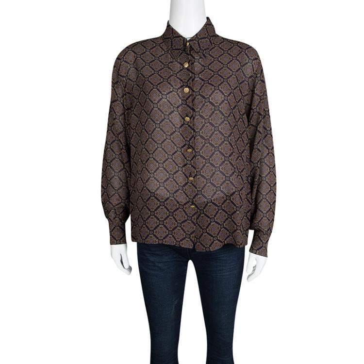 Pre Owned Salvatore Ferragamo Multicolor Printed Long Sleeve Shirt L