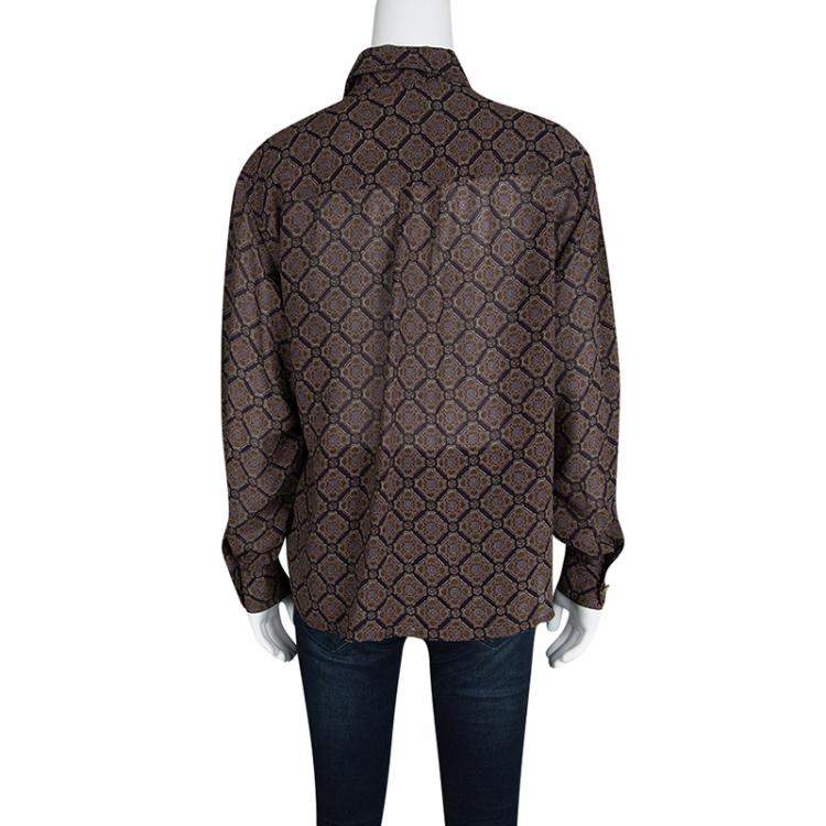Pre Owned Salvatore Ferragamo Multicolor Printed Long Sleeve Shirt L