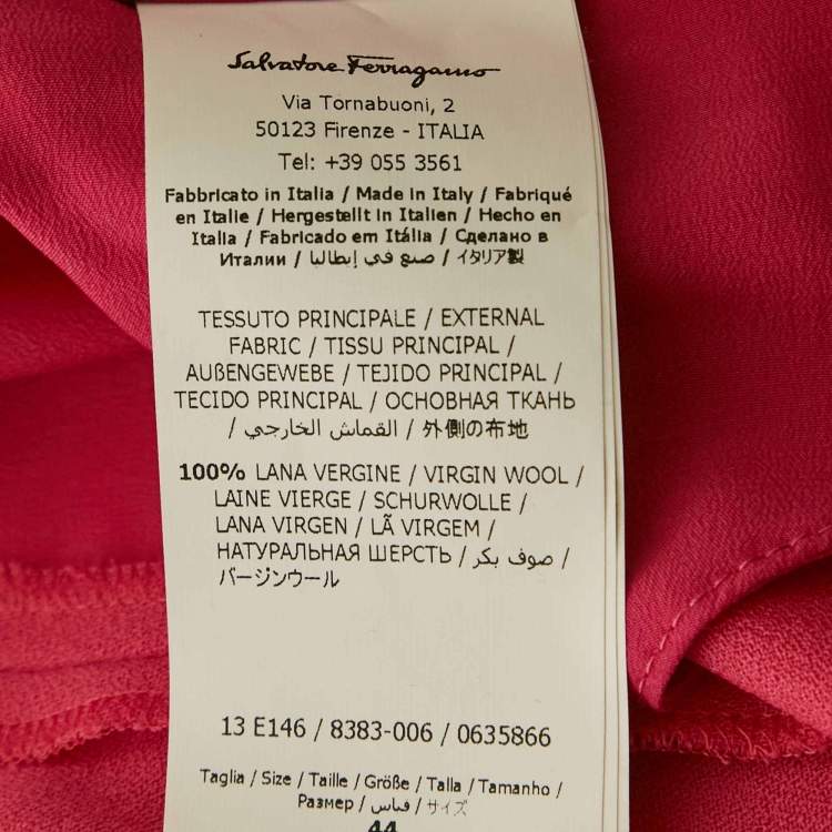 Pre Owned Salvatore Ferragamo Pink Wool Trousers M