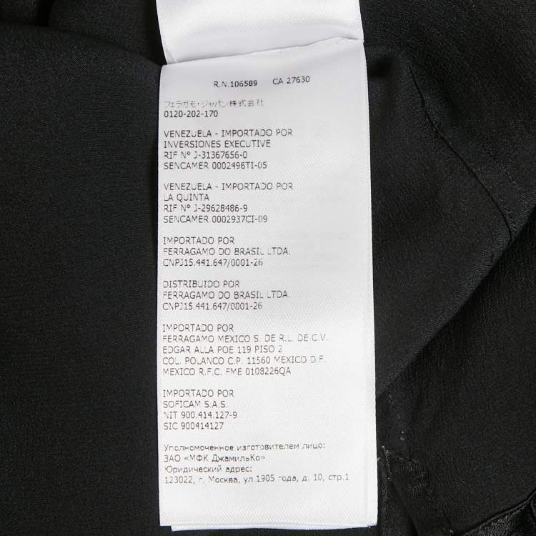 Pre Owned Salvatore Ferragamo Black Satin Long Sleeve Shirt M
