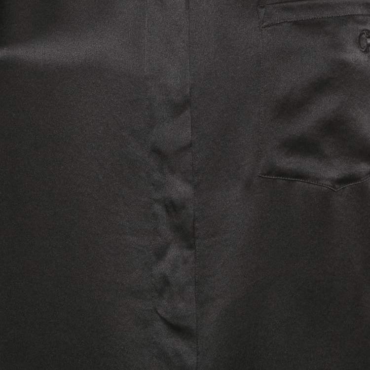 Pre Owned Salvatore Ferragamo Black Satin Long Sleeve Shirt M