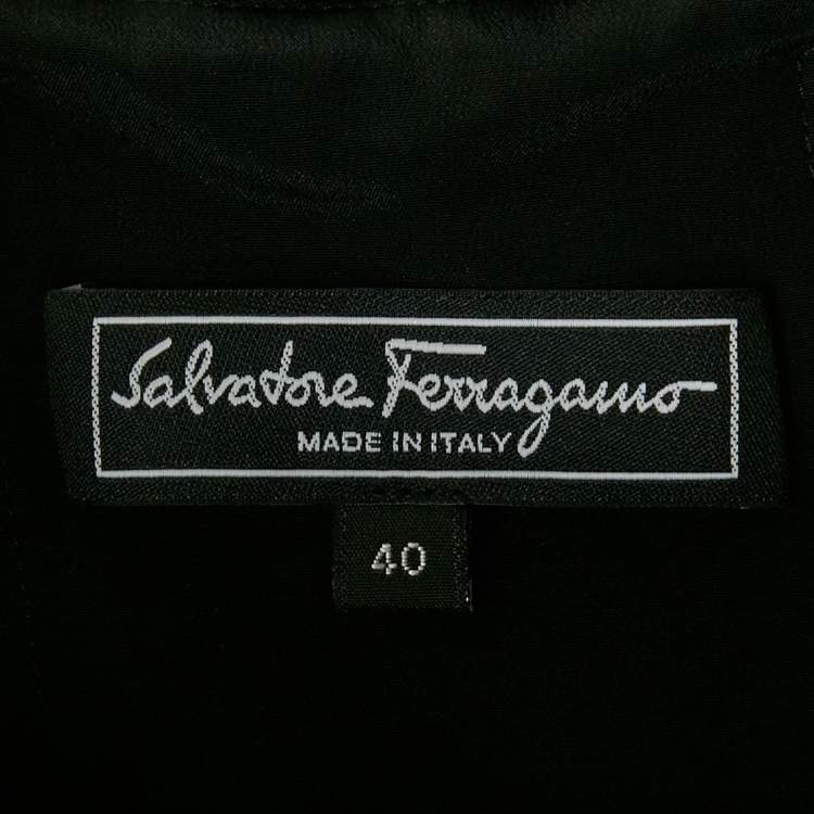 Pre Owned Salvatore Ferragamo Black Ruffled Sleeveless Long Dress S