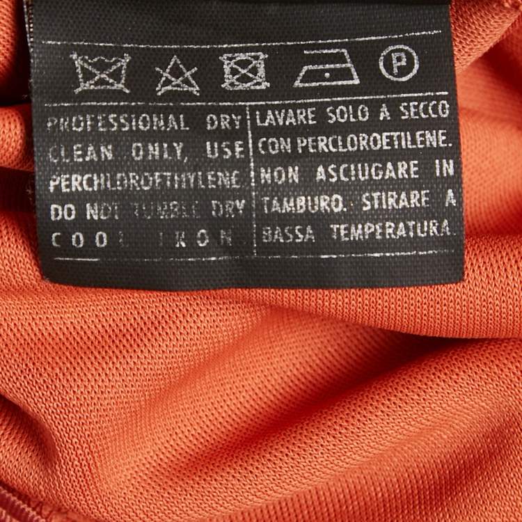 Pre Owned Salvatore Ferragamo Orange Jersey Plunging Neck Midi Dress S