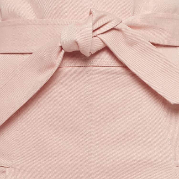 Pre Owned Salvatore Ferragamo Pink Cotton Belted Mini Skirt M