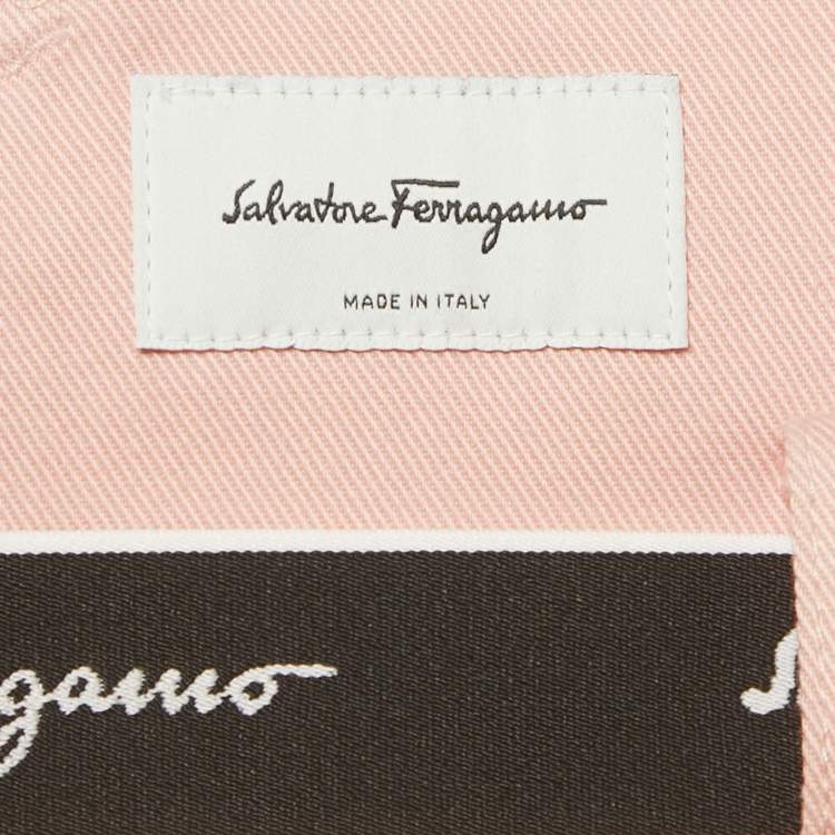 Pre Owned Salvatore Ferragamo Pink Cotton Belted Mini Skirt M