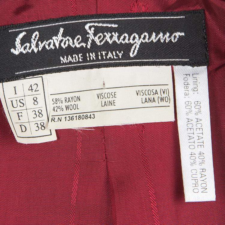 Pre Owned Salvatore Ferragamo Vintage Red Belted Coat M