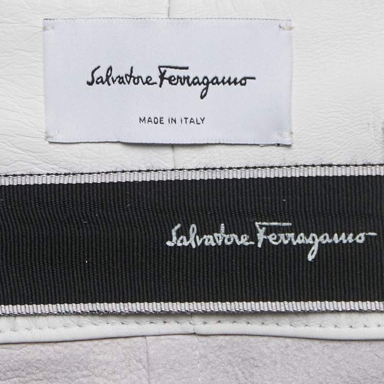 مملوكة مسبقًا Salvatore Ferragamo Light Grey Leather Elasticated Waist Harem Pants S