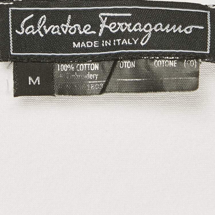 مملوكة مسبقًا Salvatore Ferragamo White Sequin Embellished Jersey T-Shirt M